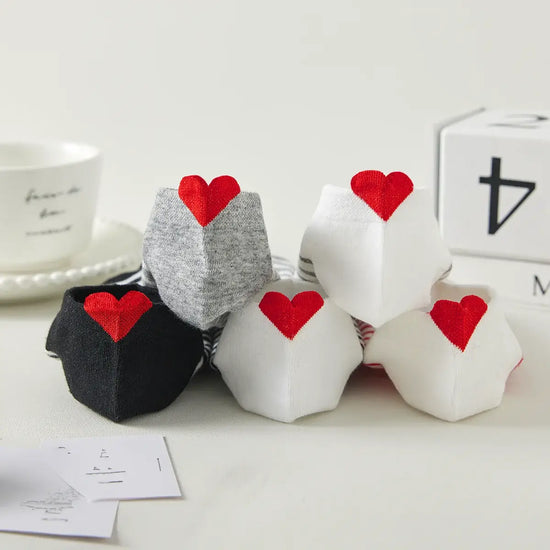 Chaussettes basses à rayures en coton à motif cœur