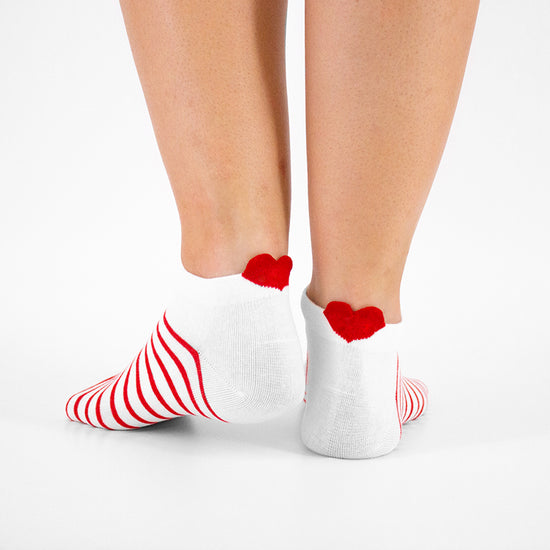 Chaussettes basses à rayures en coton à motif cœur