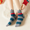 Chaussettes hautes à rayures, motif animal, oreilles et écharpe en relief, gris et bleu