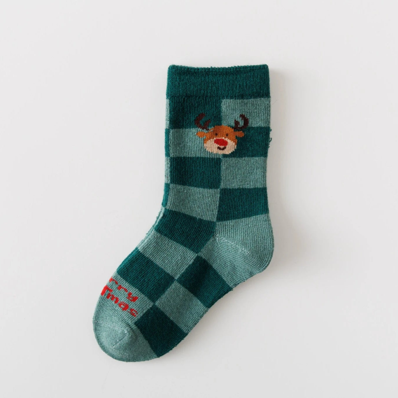 Lot de 5 chaussettes enfant. Modèle mixte : fille et garçon. Motifs de noël : sapin de noël, flocons, renne, père noël. 