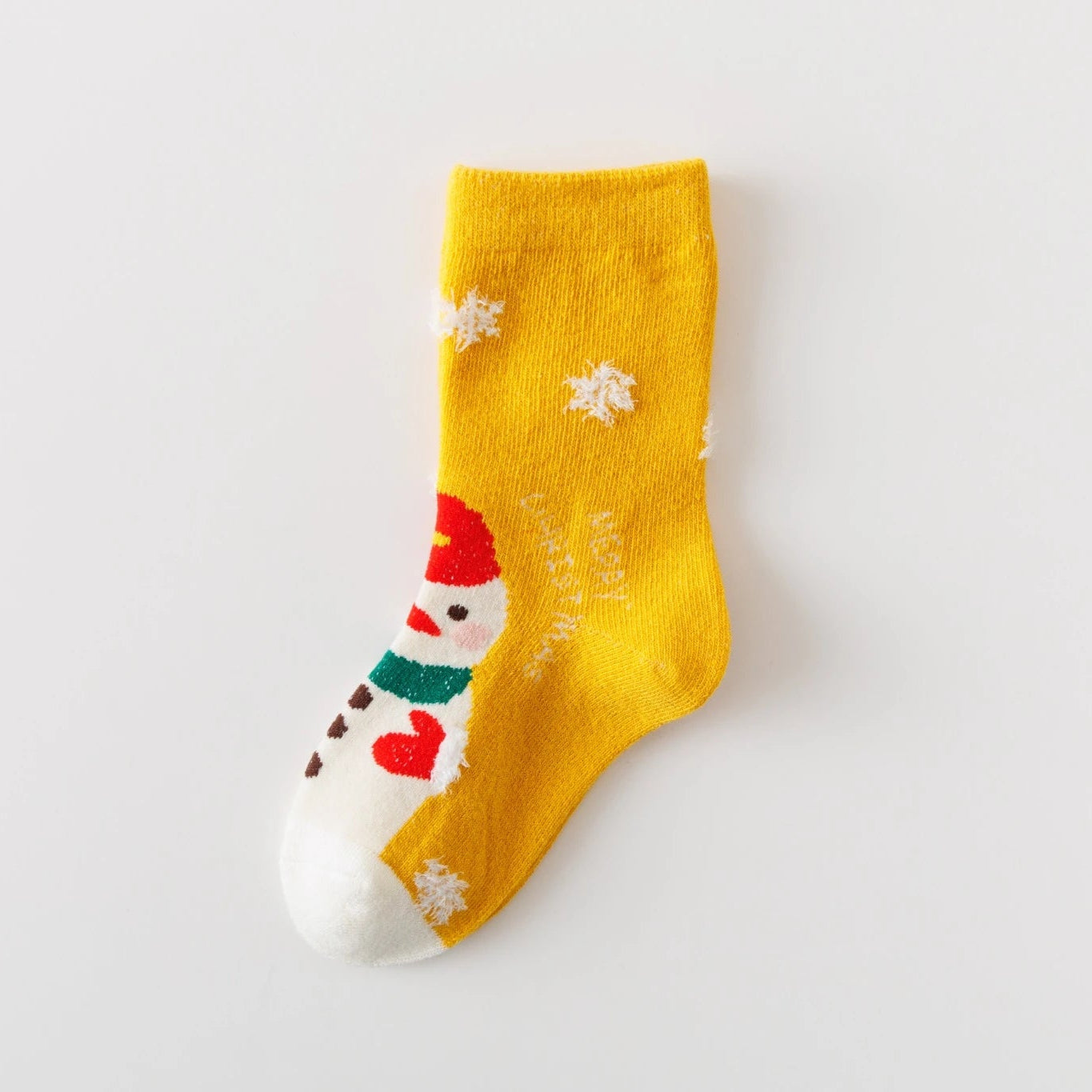 Lot de 5 chaussettes enfant. Modèle mixte : fille et garçon. Motifs de noël : sapin de noël, flocons, renne, père noël. 