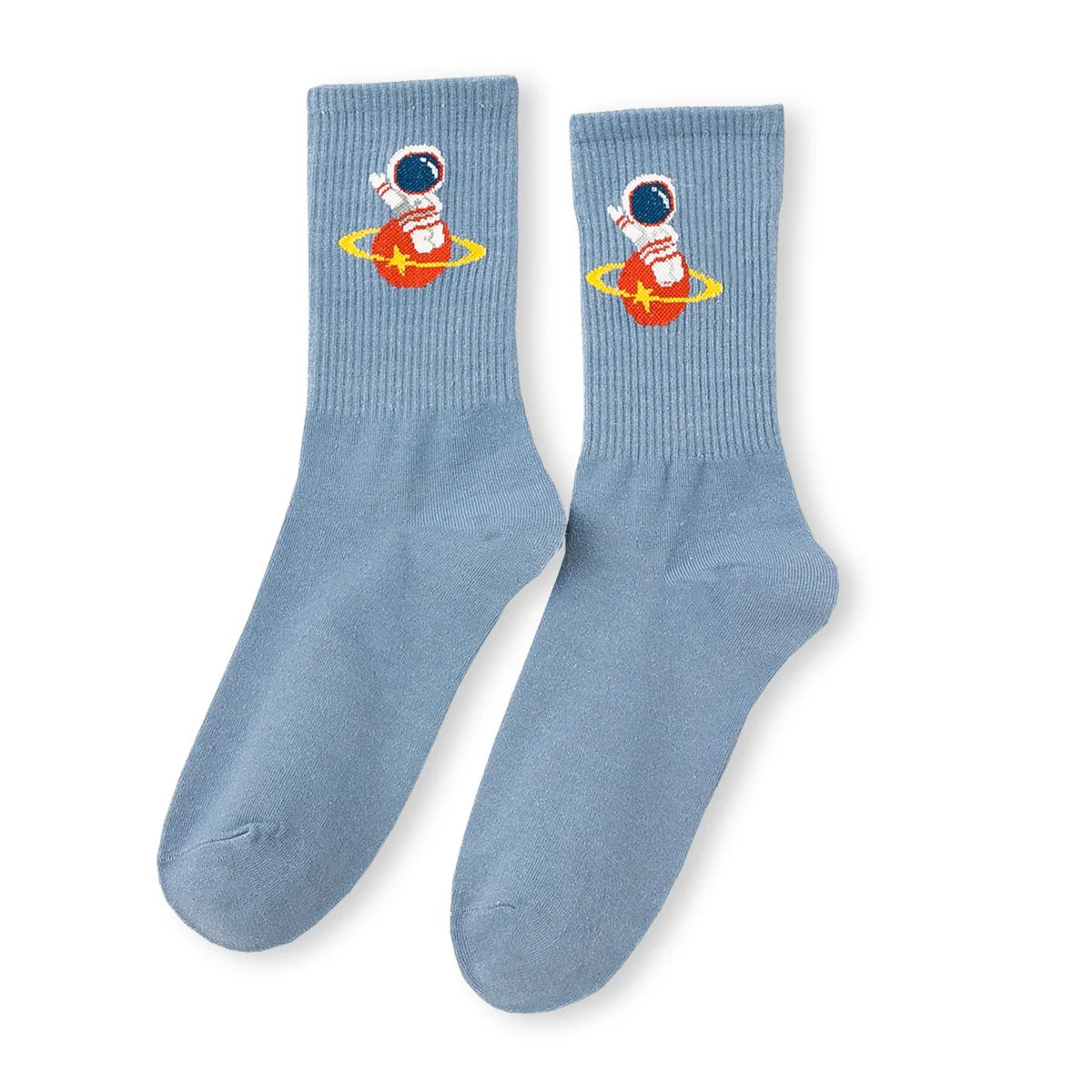 Chaussettes bleu adultes en coton représentant des petits astronautes | Chaussettes abordables et de haute qualité | Un excellent choix pour les adultes qui aiment l'espace et les astronautes