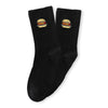 Chaussettes noir adultes en coton avec un burger brodé | Chaussettes abordables et de haute qualité | Un excellent choix pour les adultes qui aiment la nourriture et les burgers |