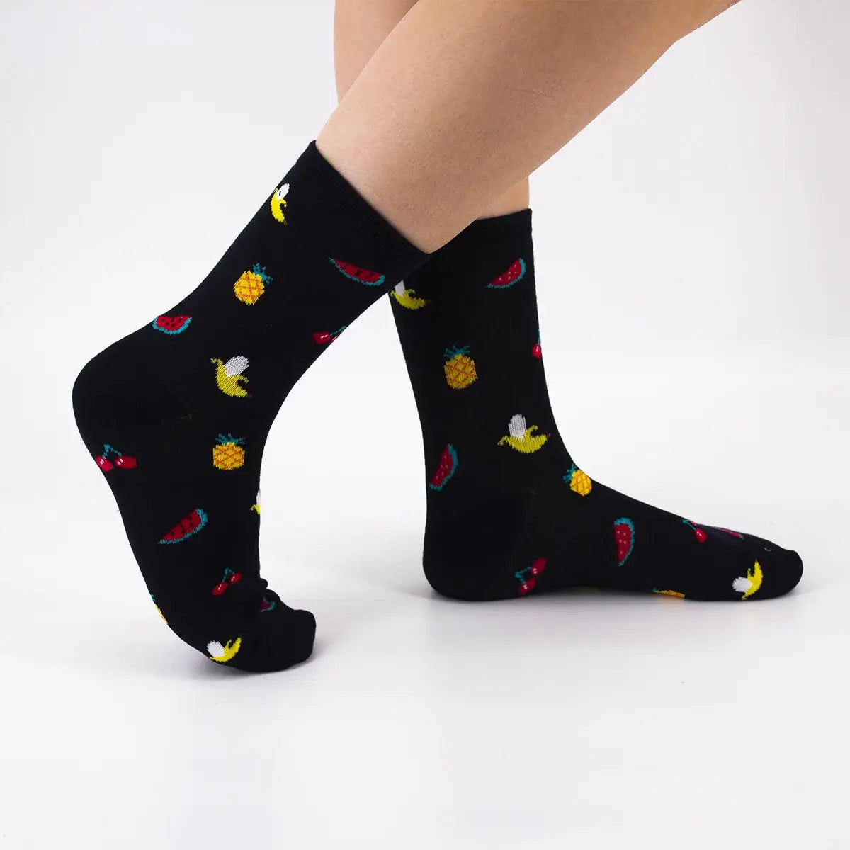 Chaussettes noir en coton à motif food pour adultes | Chaussettes douces et confortables | Disponibles en différentes couleurs et motifs | Un cadeau idéal pour les femmes et les hommes de tous âges