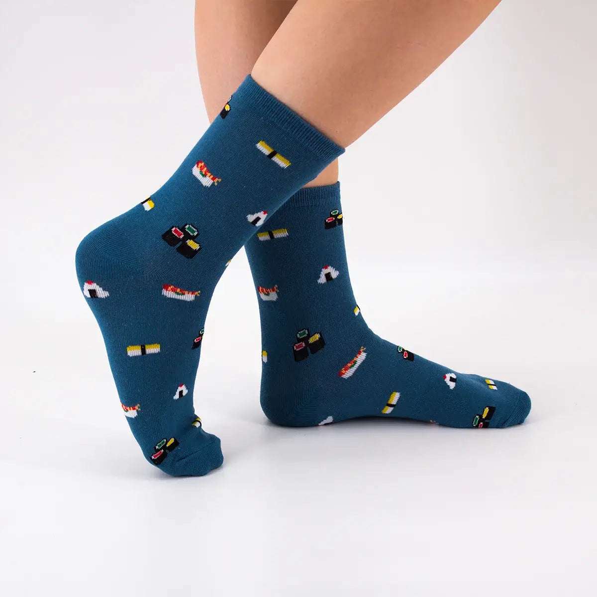 Chaussettes bleu en coton à motif food pour adultes | Chaussettes douces et confortables | Disponibles en différentes couleurs et motifs | Un cadeau idéal pour les femmes et les hommes de tous âges