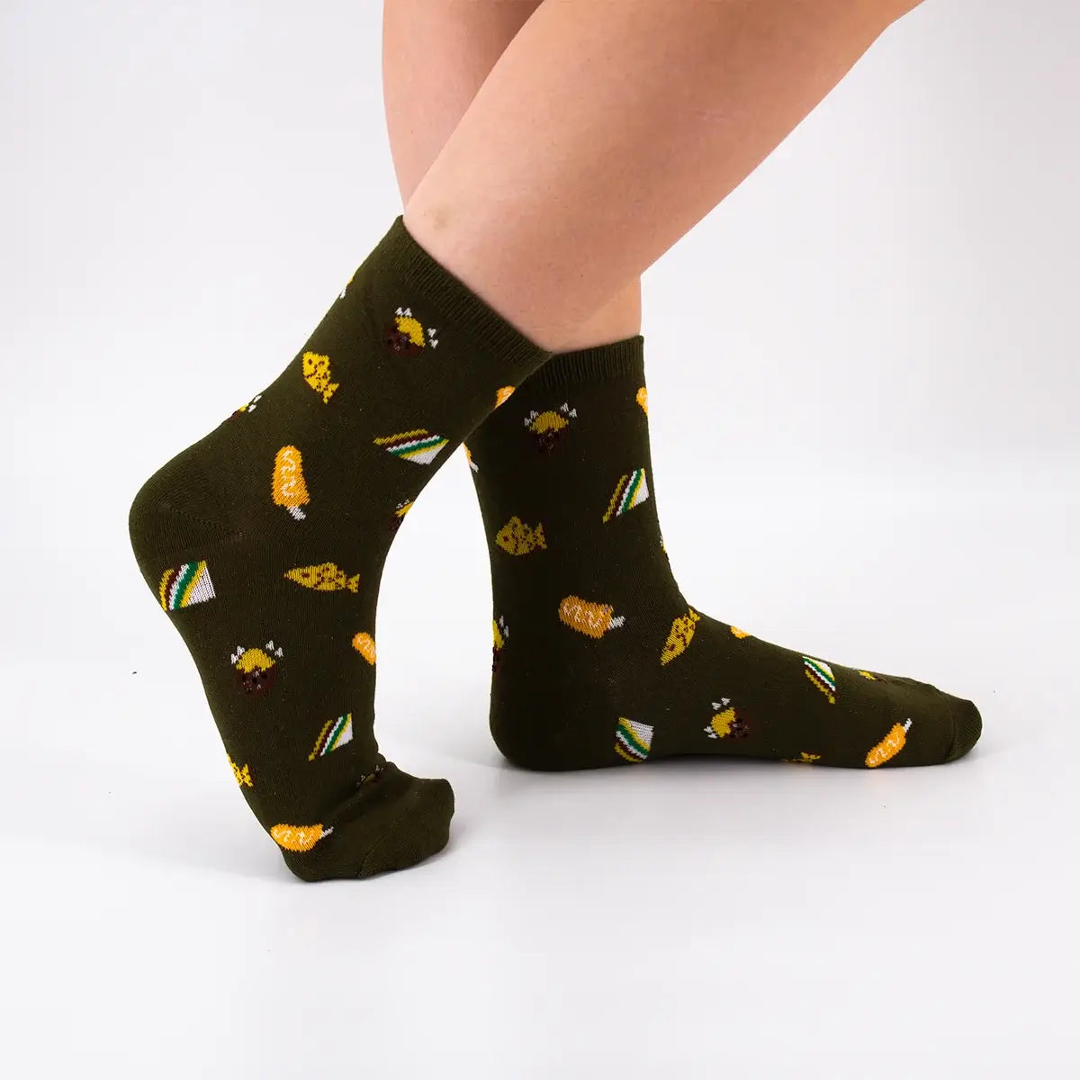 Chaussettes verte en coton à motif food pour adultes | Chaussettes douces et confortables | Disponibles en différentes couleurs et motifs | Un cadeau idéal pour les femmes et les hommes de tous âges