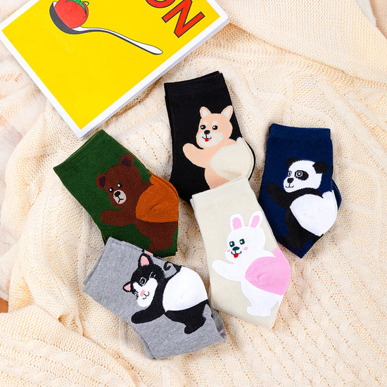 Lot de chaussettes adultes en coton représentant des animaux sur le talon de la chaussette | Chaussettes douces et respirantes | Un excellent choix pour les adultes qui aiment les animaux