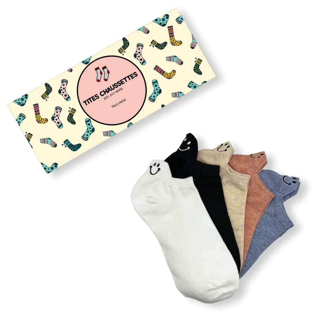 Lot de Chaussettes en coton à languette Happy à motif smiley pour femme | Chaussettes douces et respirantes | Un cadeau parfait pour les femmes de tous âges | Disponibles à un prix abordable.