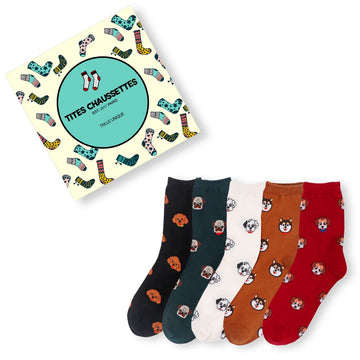 Lot de chaussettes adultes en coton rouge avec des têtes de golden dessus | Chaussettes douces et respirantes | Un excellent choix pour les adultes qui aiment les dalmatiens |