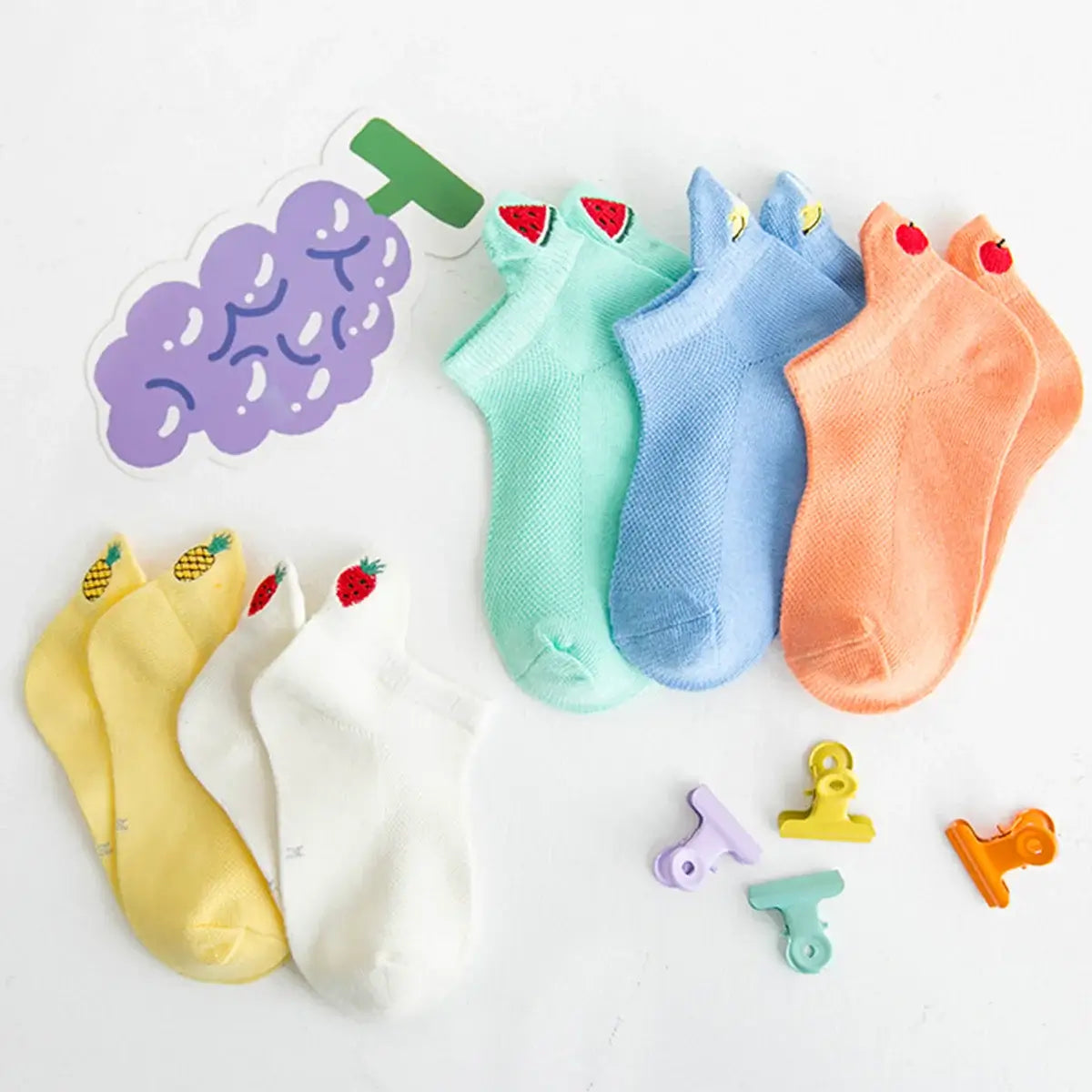 Lot de Chaussettes en coton à motif fruit pour enfants | Chaussettes douces et confortables | Disponibles en différentes tailles et couleurs | Un cadeau idéal pour les enfants de tous âges
