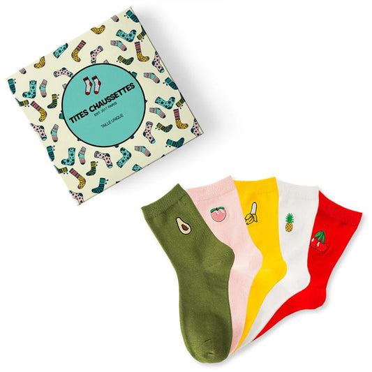 Lot de Chaussettes en coton à motif fruité pour adultes | Chaussettes fabriquées à partir de coton de haute qualité | Respirantes et durables | Conviennent à toutes les occasions