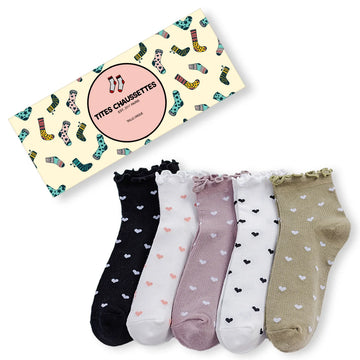 Lot de Chaussettes en coton à motif cœur rouge pour femme | Chaussettes élégantes et confortables | Un cadeau parfait pour les femmes | Disponibles en plusieurs couleurs.