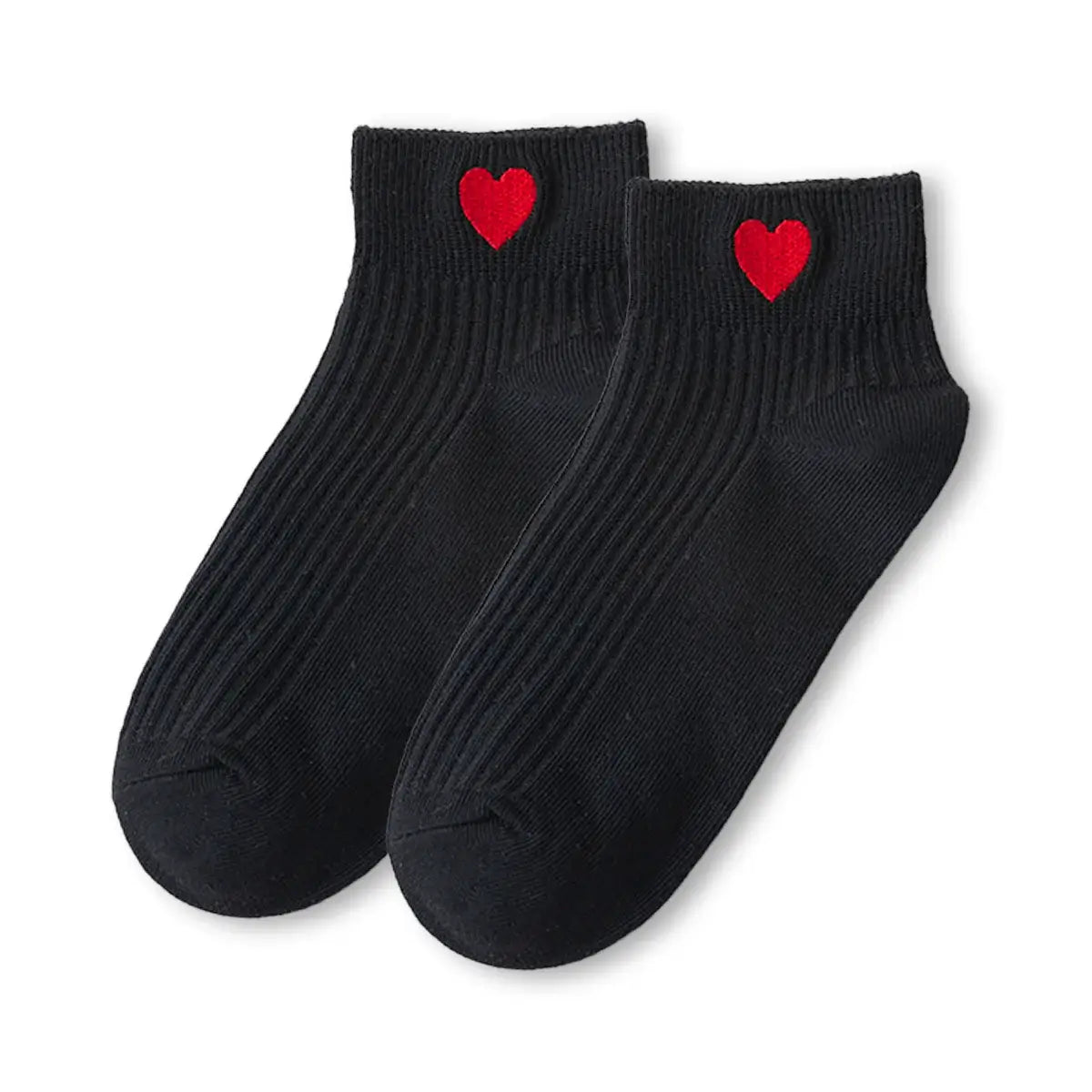 Chaussettes noires en coton à motif cœur rouge pour femme | Chaussettes élégantes et confortables | Un cadeau parfait pour les femmes | Disponibles en plusieurs couleurs.