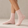 Chaussettes montantes épaisses, maille côtelée et chinée