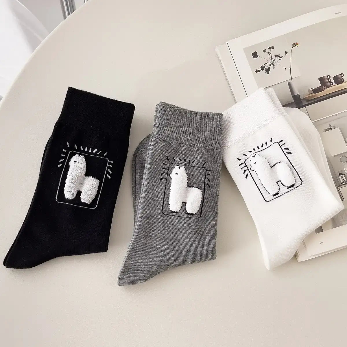 Lot Chaussettes longues en coton à motif lama pour adultes | Chaussettes douces et confortables | Disponibles en différentes tailles et couleurs | Un cadeau idéal pour les femmes et les hommes de tous âges