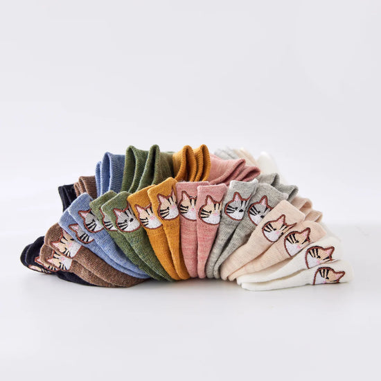Chaussettes en coton à languette chat pour femme | Chaussettes confortables et élégantes | Idéales pour le quotidien ou les occasions spéciales | Disponibles en plusieurs couleurs et tailles