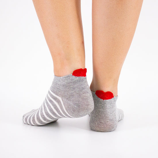 Chaussettes basses à rayures en coton à motif cœur 