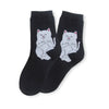 Chaussettes noires adultes en coton avec un chat rebelle | Chaussettes douces et respirantes | Un excellent choix pour les adultes qui aiment les chats et le style rebelle |