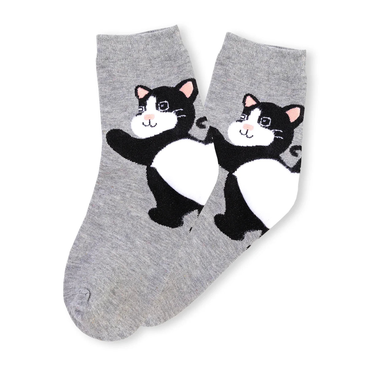 Chaussettes Hautes Animaux Talons coloris gris motif chat