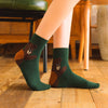 Chaussettes Hautes Animaux Talons coloris vert motif ours