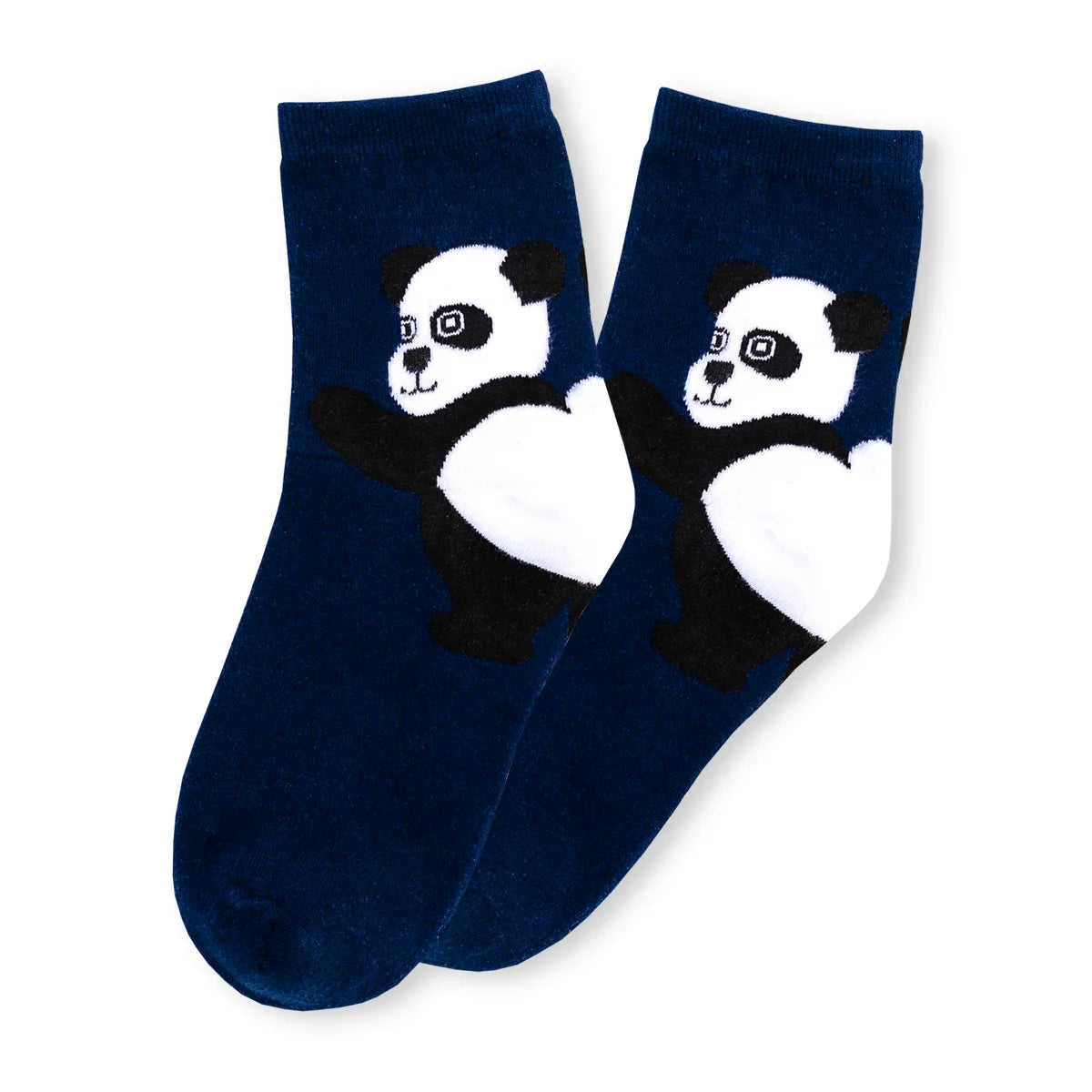 Chaussettes Hautes Animaux Talons coloris bleu marine motif panda