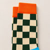 Chaussettes hautes motif damier pour homme