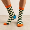 Chaussettes hautes motif damier pour homme