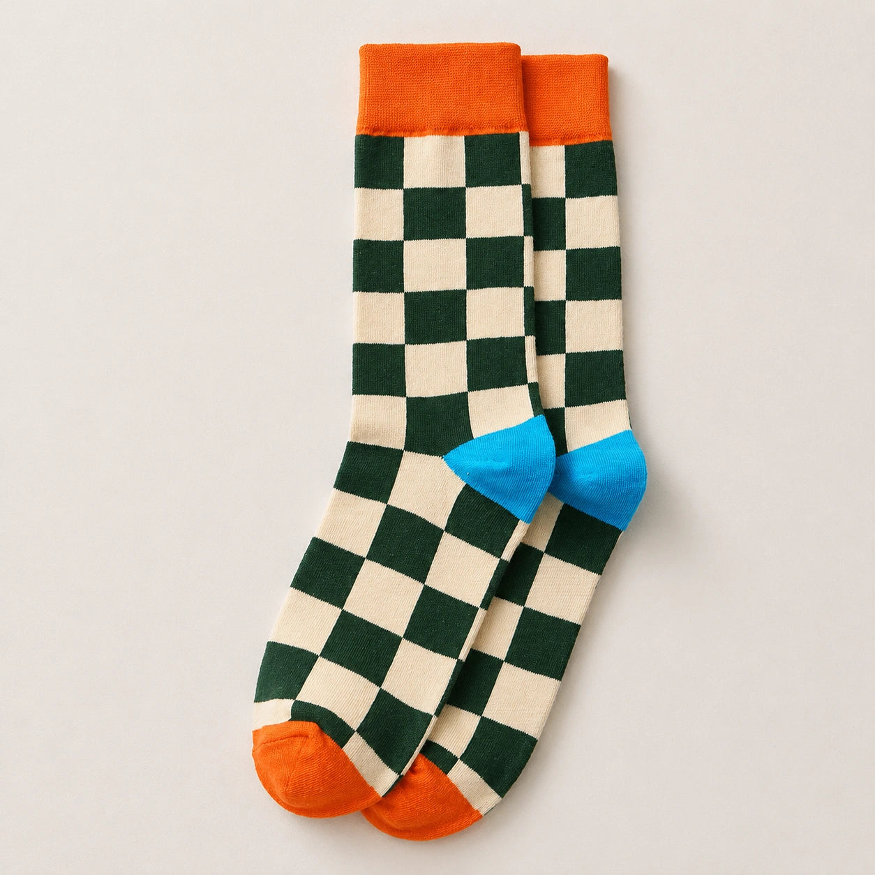 Chaussettes hautes motif damier pour homme