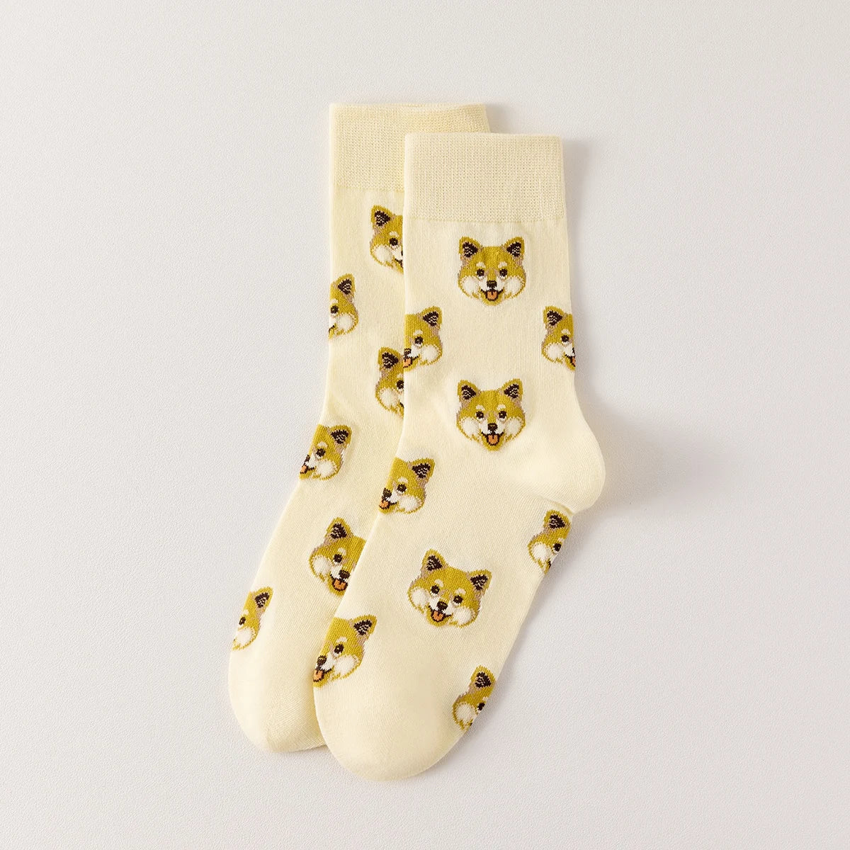 Chaussettes montantes I Motif têtes de chiens I Coloris Rose ou Beige
