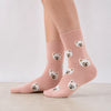 Chaussettes montantes I Motif têtes de chiens I Coloris Rose ou Beige