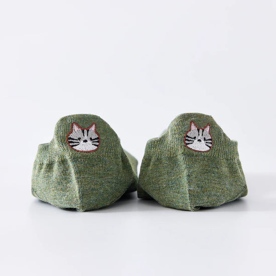 Chaussettes vertes en coton à languette chat pour femme | Chaussettes confortables et élégantes | Idéales pour le quotidien ou les occasions spéciales | Disponibles en plusieurs couleurs et tailles