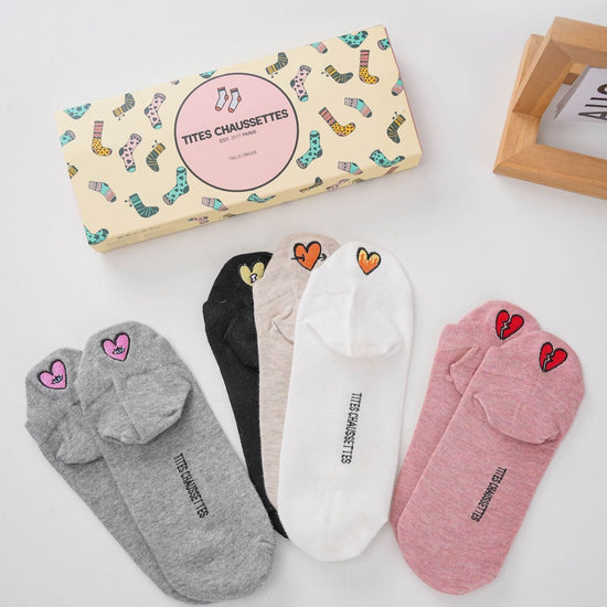Lot de 5 chaussettes coeur à message