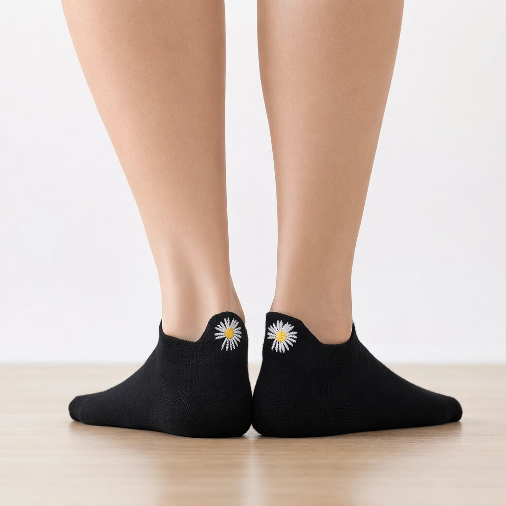 Lot de 5 chaussettes languette fleur 