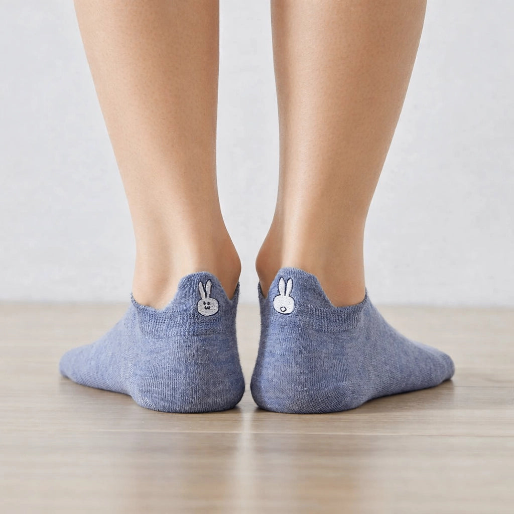 Chaussettes languette lapin bleues