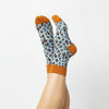 Chaussettes montantes imprimé léopard bleu, douces et épaisses 