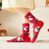 Chaussettes hautes, motifs bonhomme de neige. Coloris rouge festifs. Douces et Chaudes. Également vendues en lot de 4. Idéales pour offrir. 