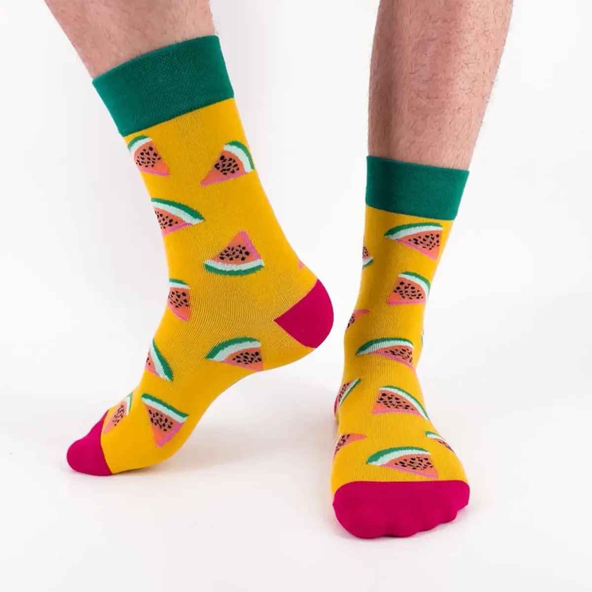 Chaussettes jaune longues en coton à motif pastèque pour adultes | Chaussettes douces et confortables | Fabriquées à partir de matériaux de haute qualité | Un cadeau parfait pour les femmes et les hommes de tous âges | Disponibles en différentes tailles et couleurs