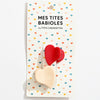 Lot de 2 petites pinces à cheveux en forme de coeur I Coloris rouge et beige I Matière acrylique 