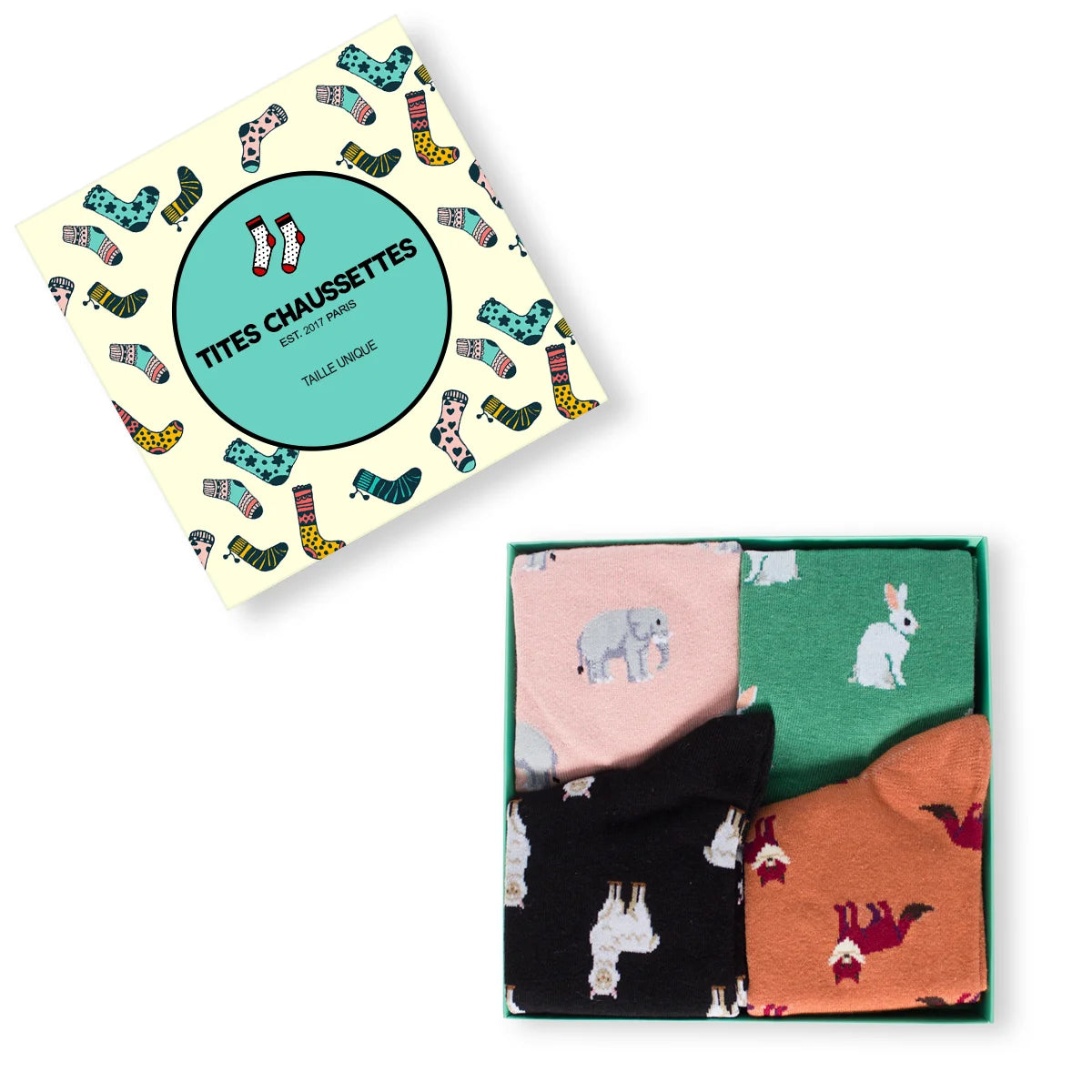 Lot de chaussettes longues en coton avec pleins d'animaux tricotés dessus | Chaussettes confortables et élégantes | Idéales pour tous | Disponibles en plusieurs couleurs