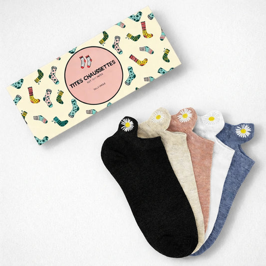 Lot de 5 chaussettes languette fleur 