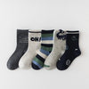 Lot de 5 chaussettes enfants garçon. Coloris bleu/gris/vert. Motif dinosaure. 