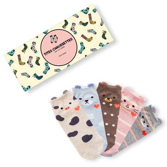 Lot de chaussettes animaux oreilles en relief 