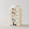 Lot de 5 chaussettes hautes femme crème, brodées de chiens ou chats. Motifs différents, maille douce et bord roulotté. Taille 35-41. Originales et confortables.