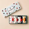 Lot de chaussettes de noël motif flocons et tête d'animal portant un bonnet de noël : ours, renard, mouton, lapin