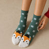 Lot de chaussettes de noël motif flocons et tête d'animal portant un bonnet de noël : ours, renard, mouton, lapin