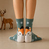 Lot de chaussettes de noël motif flocons et tête d'animal portant un bonnet de noël : ours, renard, mouton, lapin