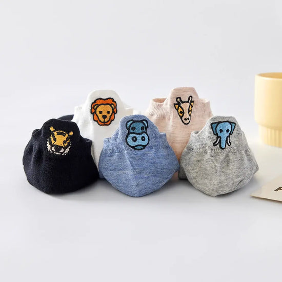 Lot de Chaussettes en coton à languette safari à motif animaux pour femme | Chaussettes douces et respirantes | Un cadeau parfait pour les femmes de tous âges | Disponibles à un prix abordable.