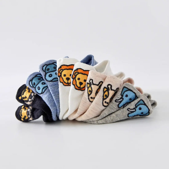 Lot de Chaussettes en coton à languette safari à motif animaux pour femme | Chaussettes douces et respirantes | Un cadeau parfait pour les femmes de tous âges | Disponibles à un prix abordable.