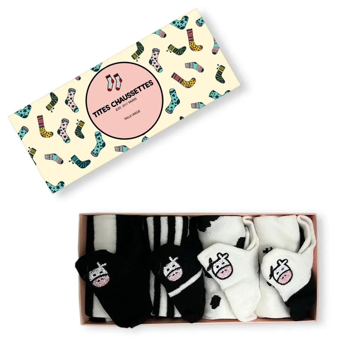 Lot de Chaussettes en coton à languette à motif vaches pour femme | Chaussettes élégantes et confortables | Disponibles en plusieurs couleurs.