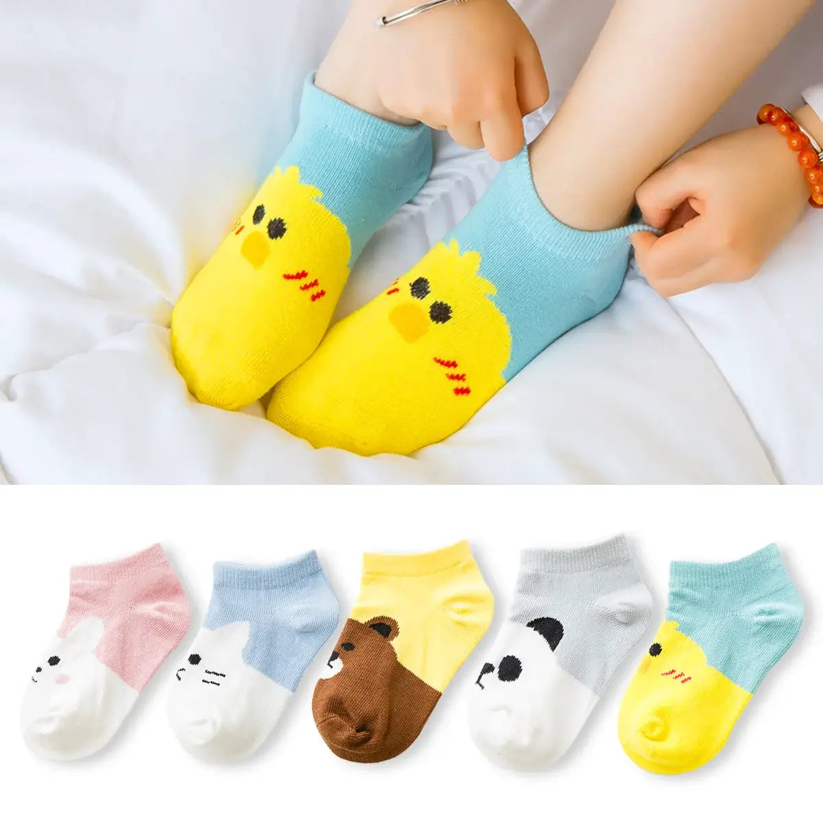 Chaussettes Enfants et bébé à motif animaux (Lot 5 paires) | Chaussettes douces et respirantes | Un cadeau parfait pour les enfants et les bébés de tous âges | Disponibles à un prix abordable.
